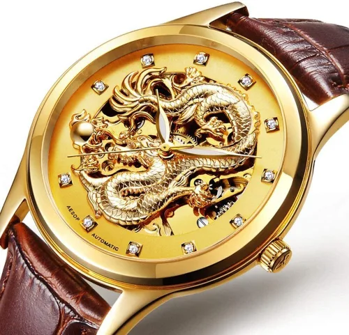 Vista 2 de Reloj mecánico automático para parejas, cristal de zafiro, acero inoxidable, reloj para ella y su set de regalo