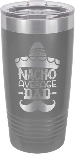 Vista 12 de NACHO AVERAGE DAD BLACK Vaso de bebida de 20 onzas con pajita Taza de viaje grabada con láser Comparar con Yeti Rambler Idea de regalo papá