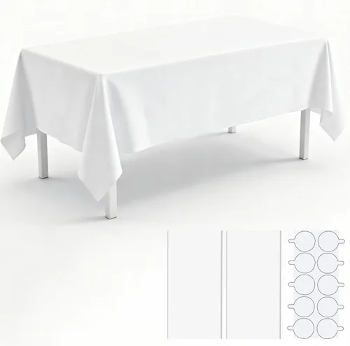 Vista 15 de Paquete de 2 manteles de plástico blanco, 108 x 54 pulgadas, manteles rectangulares desechables bohemios para bodas, pícnics y fiestas