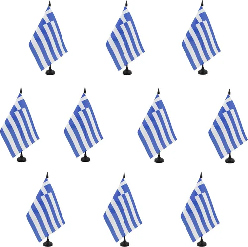 Vista 88 de AZ FLAG Aland Table Flag 4x6 in 100D Polyester Plastic Base Indoor use Finnish 15x10 cm desk flag stitched finish with reinforced edges with