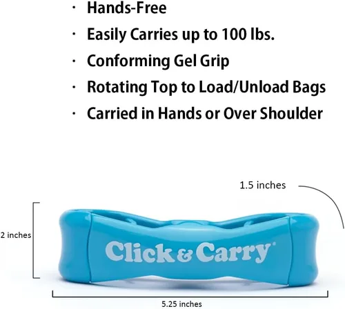 Vista 2 de Click & Carry Grocery Bag Carrier - As seen on Shark Tank, Soft Cushion Grip, Hands Free Grocery Bag Carrier, Plastic Bag Holder, Haul Sports Gear