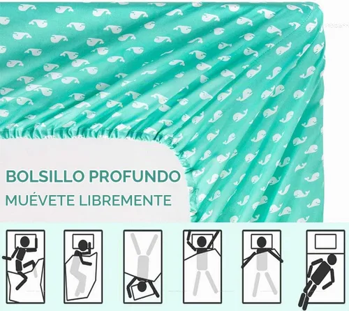 Vista 6 de Vonty Juego de sábanas de microfibra con estampado de ballenas gemelas
