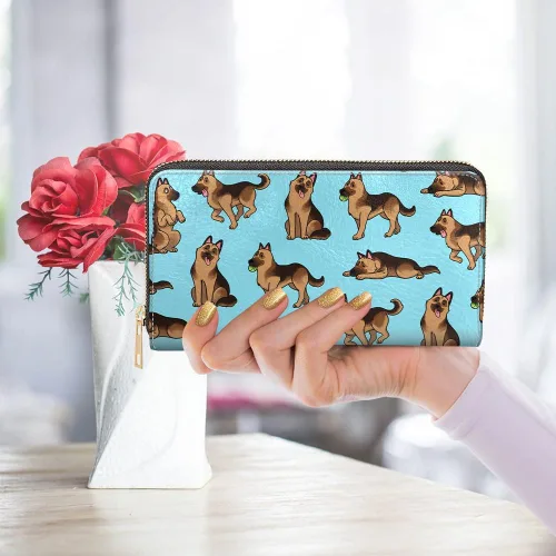Vista 6 de WIRESTER Cartera de piel sintética con tarjetero y cremallera alrededor de la cartera larga para mujer