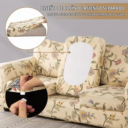 Vista 4 de Lamberia Funda de Sofá Estampada de Alta Elasticidad Fundas de Sofá de 2 Piezas Funda de Sillón con Una Funda de Cojín Separada Parte Inferior Flor