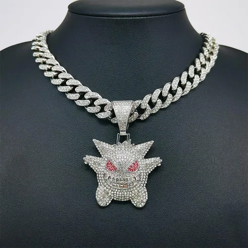 Vista 2 de MFJFHK Miami - Cadena de eslabones cubanos para hombre, chapado en oro dorado, collar de hip hop, cadena de diamantes para hombre, joyería de hip