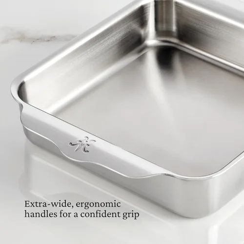 Vista 4 de Hestan Provisions OvenBond – Molde de hornear cuadrado de acero inoxidable de 8" x 8