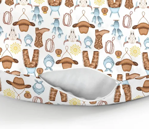 Vista 8 de Blue Western Cowboy - Fundas de almohada de lactancia para niños, botas de vaquero, sombrero, caballo, cactus, sol, vaca, calaveras, funda