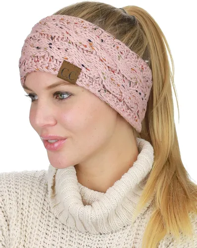 Vista 113 de C.C Cintillo elástico suave con punto trenzado para invierno, con forro mullido para el pelo, para calentar las orejas Negro