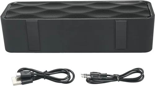 Vista 5 de Altavoz Bluetooth inalámbrico con ranura para tarjeta AUX/USB/TF, altavoz estéreo portátil para exteriores con audio HD, graves mejorados, Negro