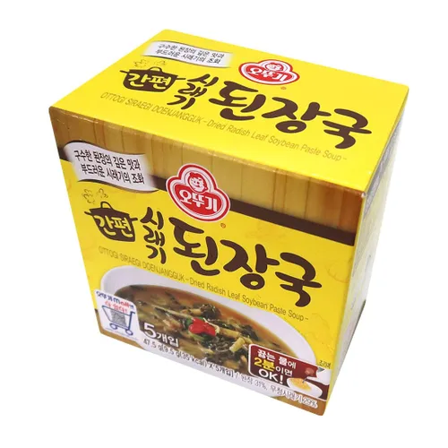 Vista 6 de Sopa coreana de pasta de soja con hoja de rábano 1 paquete, sopa de bloque instantáneo seca