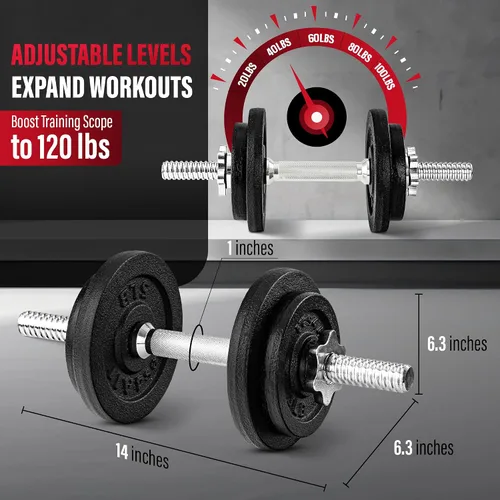 Vista 3 de Yes4All Old School Adjustable Dumbbell Set with Weight Plates, Star Lock Collars/Connector, 40lbs to 200lbs Adjustable Weight Plates Set