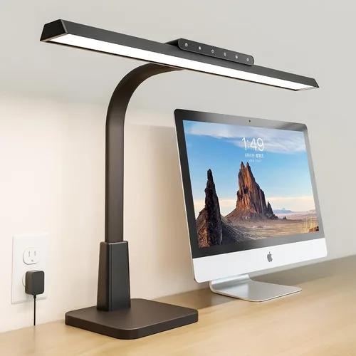 Vista 16 de Lámpara de escritorio LED con base, lámpara de escritorio de 24 W de brillo con control táctil para oficina en casa, luces altas ajustables