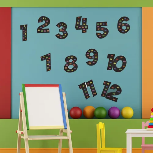 Vista 6 de Colarr Multiplicación de carteles de matemáticas múltiples 1-12, negro Decoración de pared de aula para escuela primaria, tablas de tiempos 1-12