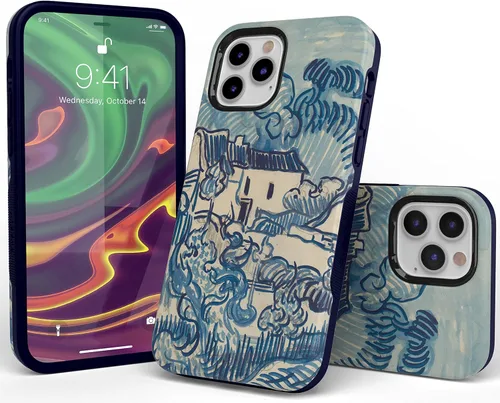 Vista 3 de Funda Casely para iPhone 12/12 Pro Paisaje de Van Gogh con Casas Diseño Protector Atrevido Compatible con MagSafe
