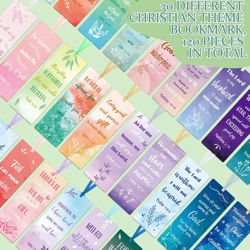 Vista 4 de Chinco Paquete de 120 marcadores de versículos bíblicos para mujeres, escritura cristiana, marcadores inspiradores con cintas, marcadores