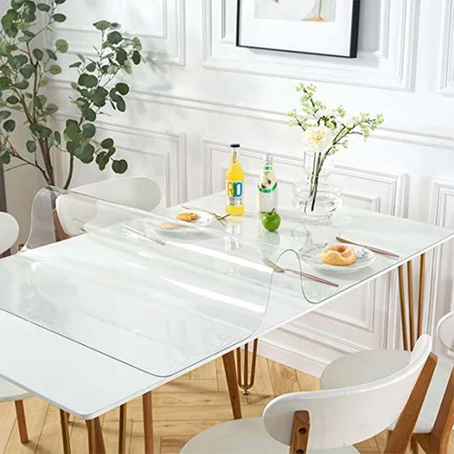 Vista 7 de YSUEFIJO Mantel de plástico de 16 x 24 pulgadas, protector de mesa transparente de 0.079 in de grosor, mantel 100% impermeable, mantel rectangular
