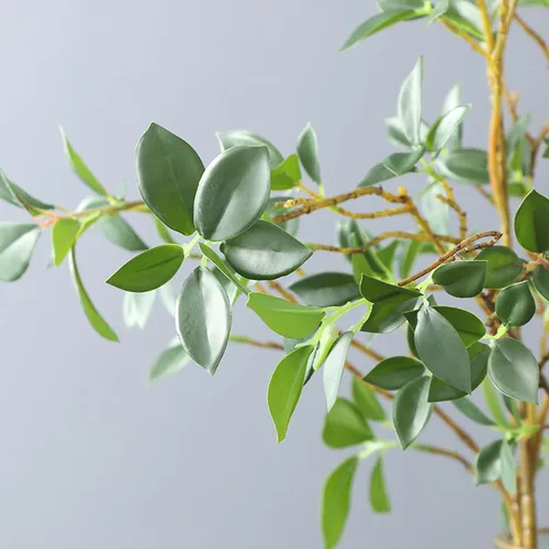 Vista 3 de DULRLLY 3 piezas de ramas de ficus artificiales en aerosol, tallos largos de vegetación sintética de 28.7 pulgadas de alto, ramita de ficus falsa