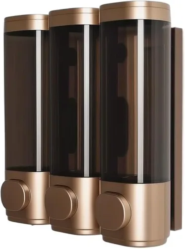 Vista 2 de Refillable Shower Dispenser 3 Chambers Wall Mounted Golden