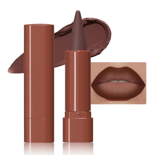 Vista 46 de evpct Combo de delineador de labios metálico rosa brillante y lápiz labial, lápiz labial con punta de cono para mujer, de larga duración