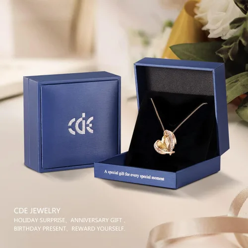 Vista 7 de CDE - Collares con colgante de corazón para mujer, tono de plata y oro rosa, piedra natal para Día de la Madre, San Valentín, cumpleaños
