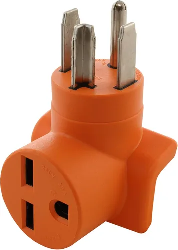 Vista 16 de AC WORKS Adaptador de salida de pared para secadora de 30 amperios y 4 clavijas (para enchufe de secadora de 30 A de 3 clavijas)