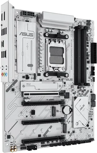 Vista 8 de ASUS B850 MAX Gaming WiFi W - Placa base AMD AM5 ATX, PCB blanco, DDR5, PCIe 5.0 listo, 3X M.2, Wi-Fi 6E, LAN de 2.5 Gb, USB 10 Gbps tipo C