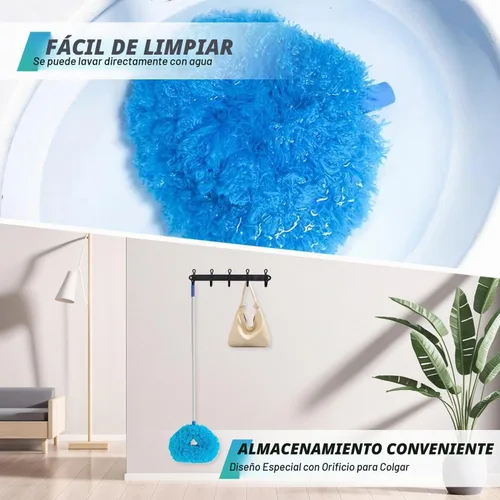 Vista 5 de DRQ Limpiador de ventilador de techo con poste de extensión de 13-81 Azul
