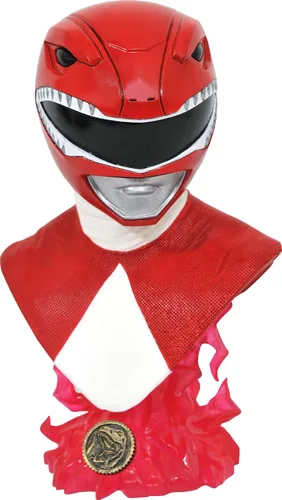 Vista 2 de Diamond Select Toys Mighty Morphin Power Rangers: Red Ranger Legends en 3 dimensiones, 1; 2 escala de busto, multicolor, 10 pulgadas