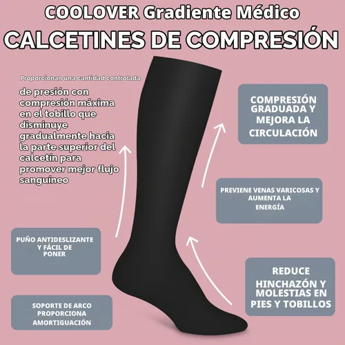 Vista 6 de COOLOVER 4 Pairs Compression Socks for Women & Men Circulation 15-20mmHg -Best Support for Nursing, Athletic, Cycling, Flight