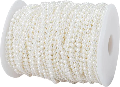 Vista 11 de Guirnalda de cuentas de perlas sintéticas para manualidades de 4mm rollo de hebra de perlas para decorar centros de mesa florales favor de fiesta