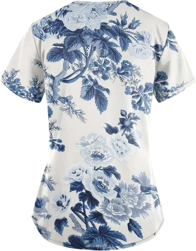 Vista 3 de Camisetas de entrenamiento para mujer, talla grande, con cuello en V, estampado