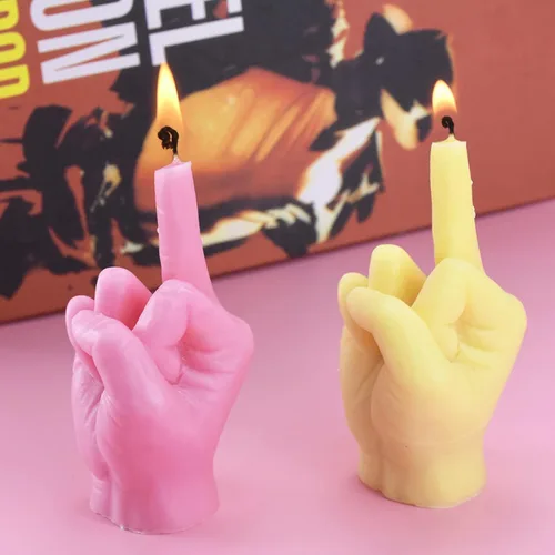 Vista 6 de Molde de silicona en forma de mano 3D, molde de vela de gesto del dedo medio, molde de fundición para hacer velas, hornear, hacer jabón