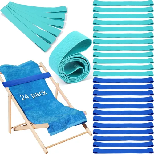 Vista 15 de Jexine 48 piezas de bandas de toalla de playa con clips resistentes al viento, bandas elásticas de playa a granel ligeras y elásticas para sillas