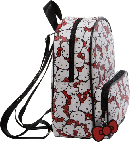 Vista 3 de AI ACCESSORY INNOVATIONS Sanrio's Hello Kitty - Bolso de hombro con doble correa y estampado de Hello Kitty, mini mochila con colgante de lazo