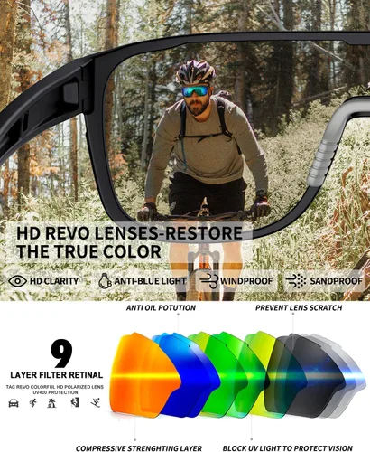 Vista 3 de Gafas de sol deportivas polarizadas para hombres y mujeres, jóvenes, béisbol, correr, ciclismo, conducción, pesca, tenis, golf, motor TAC UV400 TR90