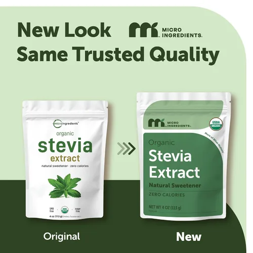 Vista 3 de Micro Ingredients Polvo con 90 % de extracto de stevia orgánica, endulzante natural sin calorías, 1 706 Servings, Stevia Green Leaf Reb-A