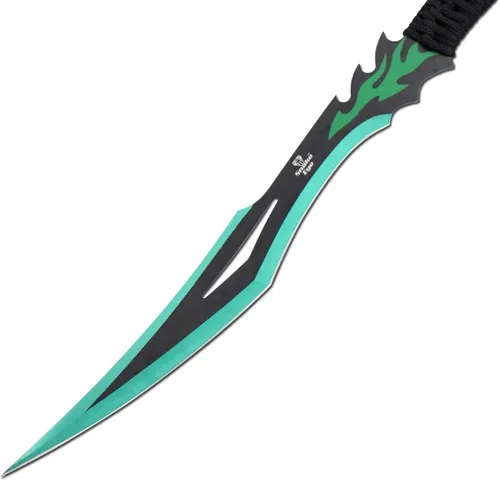 Vista 3 de Snake Eye Tactical Espada Ninja de fantasía verde y negra viene con funda de nailon