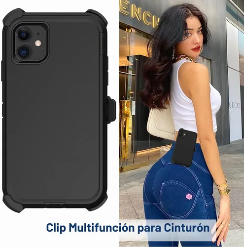 Vista 6 de Funda para iPhone 12, iPhone 12 Pro con funda de clip para cinturón, 2 protectores de pantalla, resistente grado militar, cuerpo completo, a prueba