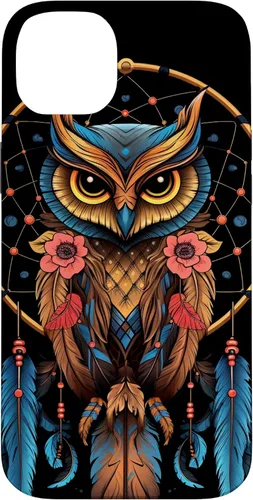 Vista 15 de Funda para iPhone 17 con diseño de plumas indias nativas americanas y búho