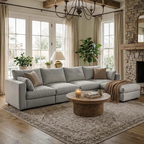 Vista 22 de Sofá modular Cloud modular con almacenamiento, sofá nube profundo de gran tamaño, sofá beige para sala de estar, sofá en forma de L de 99 pulgadas