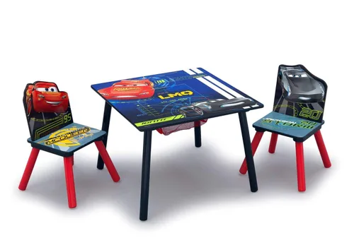 Vista 2 de Delta Children Juego de mesa y silla para niños con almacenamiento (2 sillas incluidas) y caballete y estación de juegos para niños, ideal