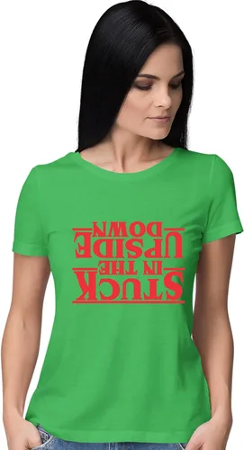 Vista 47 de Go All Out Camiseta para mujer Stuck in The Upside Down