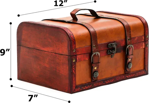 Vista 2 de Trademark Innovations Caja decorativa de madera del tesoro de 125