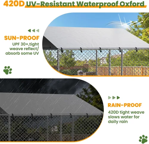 Vista 3 de Perrera resistente para perros de 7.8 x 7.8 pies con techo impermeable y resistente a los rayos UV, mecanismo de bloqueo seguro, caja de metal