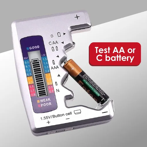 Vista 6 de Probador de batería Comprobador de siete tipos de batería C AA AAA D N 9V (6F22) y baterías de 1.55V..