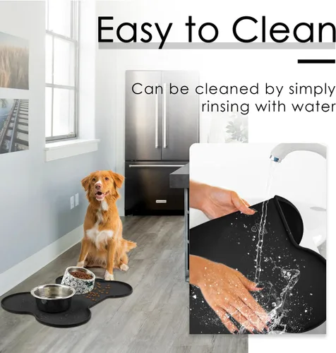 Vista 5 de Super Design Dog Food Mat Bowl Mat for Floors Waterproof Silicone Cat Dog Feeding Mat for Food and Water Pet Placemat Non Spill Puppy Dish Tray Non