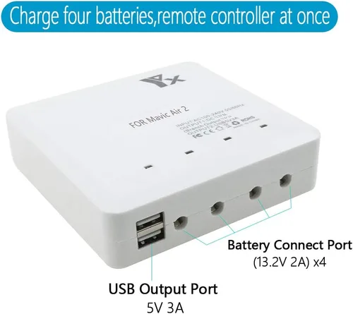 Vista 4 de Taoke para Mavic Air 2 / Air 2S Hub de carga de batería inteligente Cargador de batería múltiple