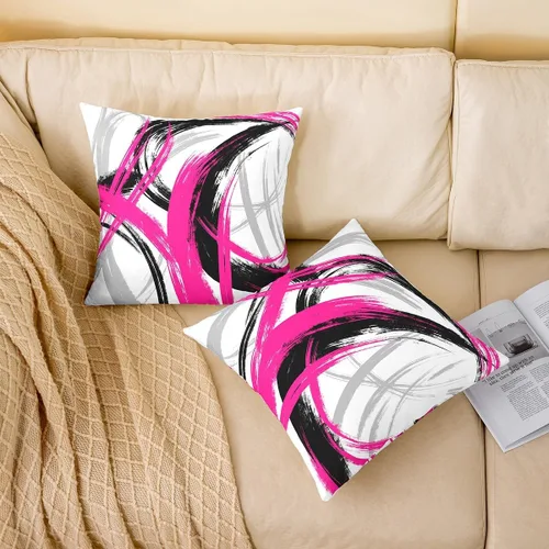 Vista 184 de Juego de 2 fundas de almohada abstractas de 16 x 16 pulgadas para niños, niñas, adolescentes, decoración de dormitorio, moderna a rayas, decoración