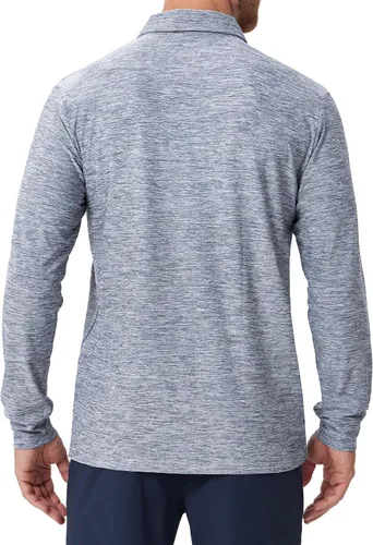 Vista 30 de NAVISKIN Camisas polo de manga larga para hombre, camisas de golf con cuello UPF 50 SPF para hombre, secado rápido, absorbe la humedad