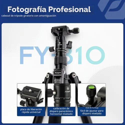 Vista 3 de Fotopro Mini trípode con soporte para teléfono con cabeza esférica desmontable para selfie stick plegado solo 8.6 pulgadas, carga máxima de hasta